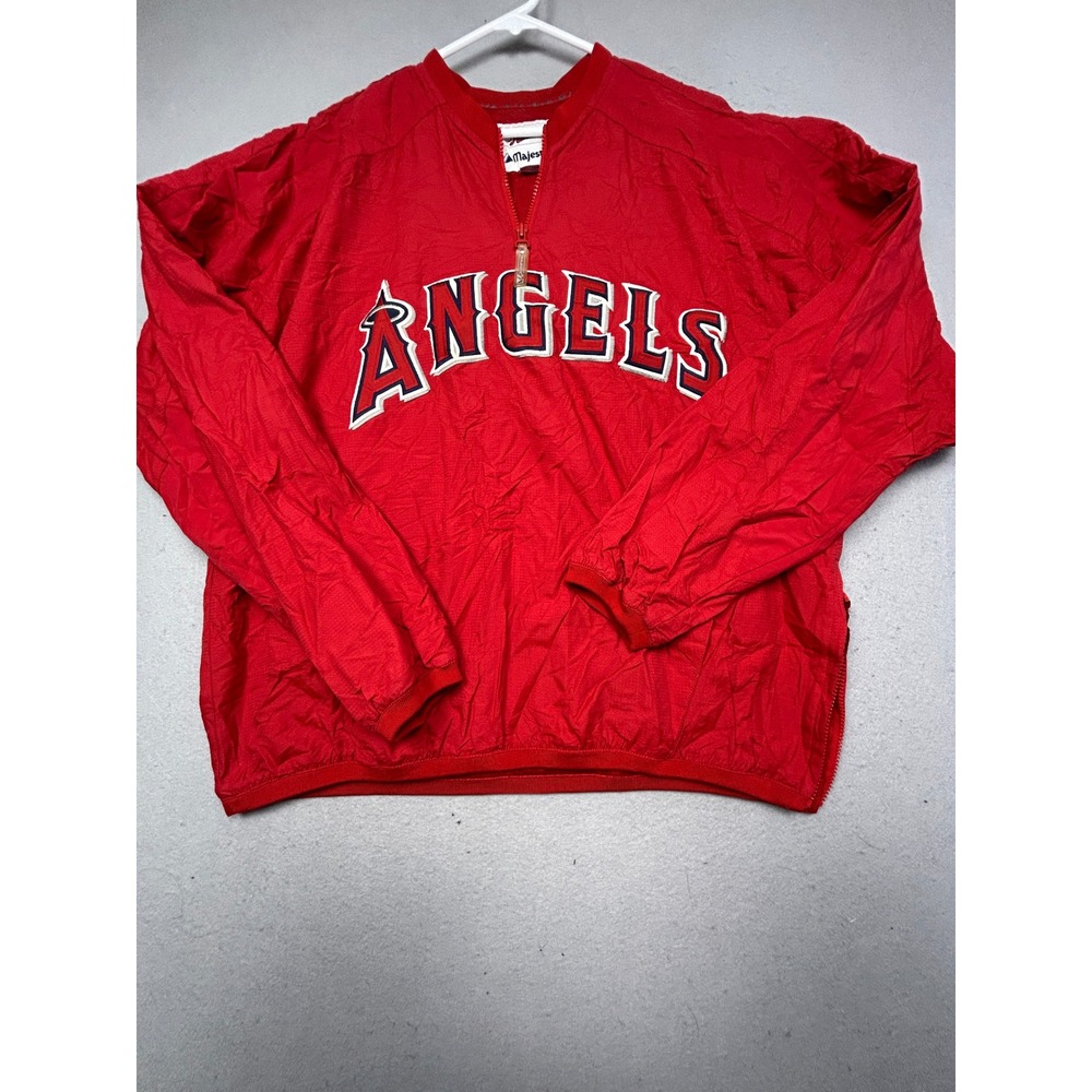 Majestic Angels Pullover Nylon Red Large Mens